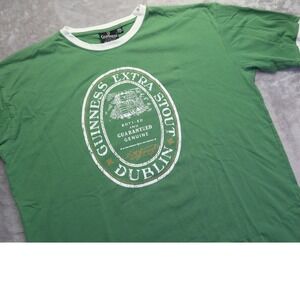 Guinness Extra Stout Dublin Ringer T-Shirt Men's XXL Green Relaxed Fit Cotton